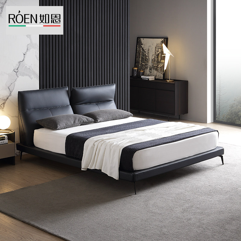 Such as Emmuse Genuine Leather Bed Function Large Backrest Double Man Bed Modern Minimalist Style Master Bedroom 1 5m1 Mi 8 Wedding Bed