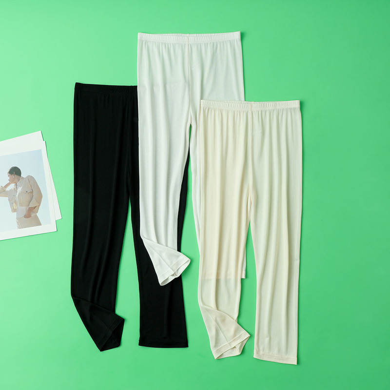 110g 100% Mulberry Silk High-Waisted Seamless Capri Pants, Leggings, Underpants, Anti-Exposure Inner Wear for Women in Summer