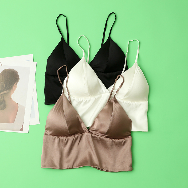 19mm Silk Mulberry Silk Camisole Bra Without Underwire, Seamless, Beautiful Back Design, No Need to Wear a Bra, Thin for Summer