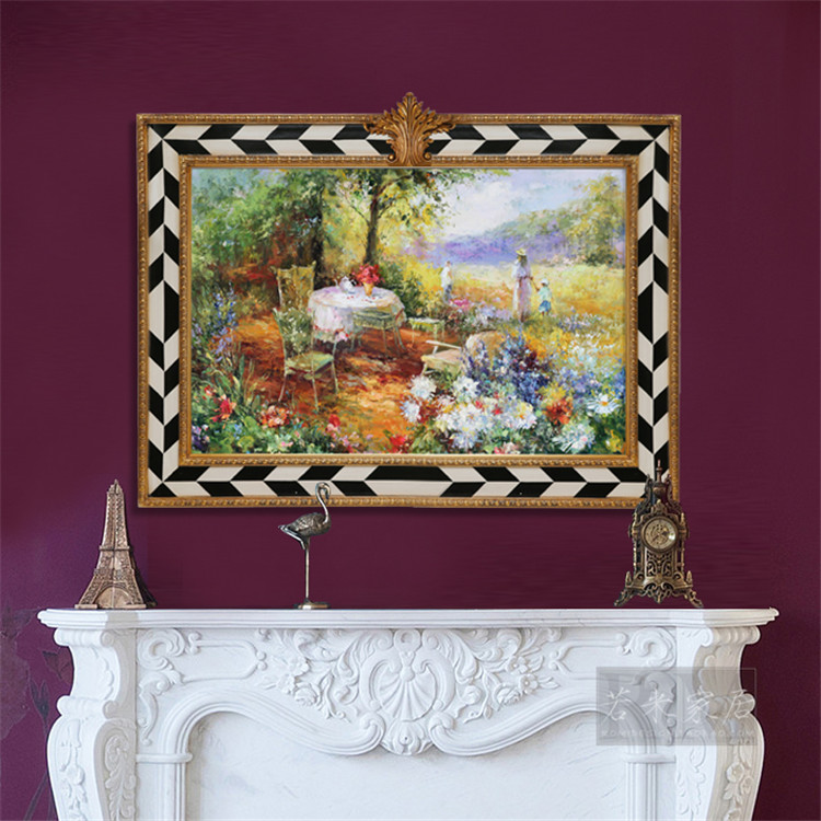 112x85 horizontal version decoration painting sofa dining room scenery hanging painting Mediterranean mirror garden building sailing hand painted oil painting