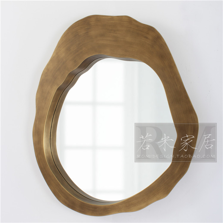 81x92 Art Mirror Thick Heavy Metal Imitation Copper Effect Anomalous Bathroom Mirror Living Room Mirror Clothing Shop Decorative Mirror