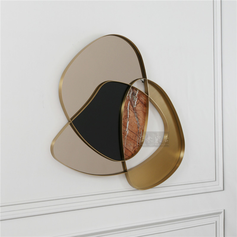 Profiled Petal Art Hanging Mirror Wall Ornament Living-room Sofa Genguan Fireplace Stainless Steel Metal Mirror Decorative Mirror