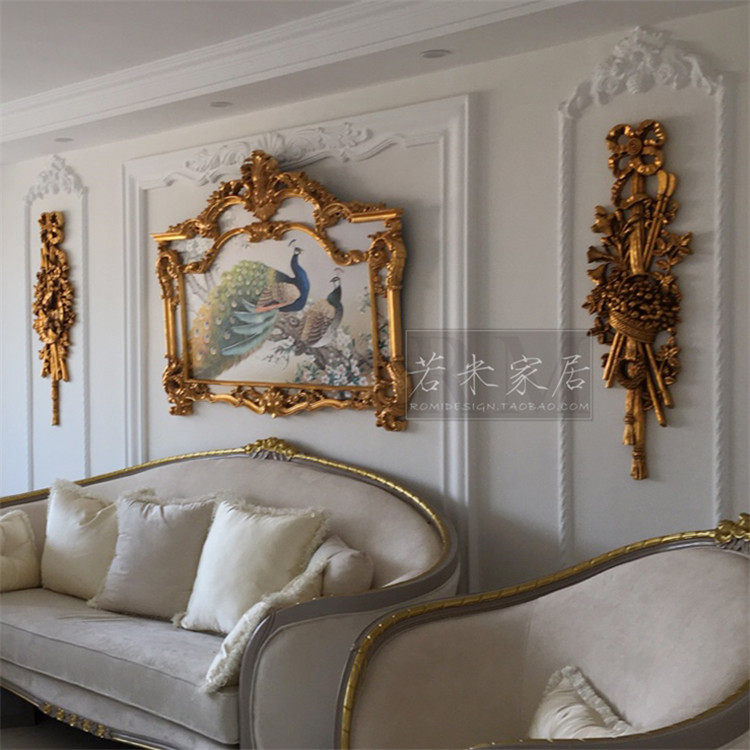 140X109 horizontal version French style Alien frame sofa Villa Living Room Oil Painting Background Wall Peacock Auspicious Green