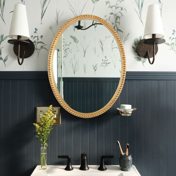 Oval Gold Silver Makeup Mirror Makeup Mirror Bathroom Mirror Simple American Modern Minimalist Bathroom Mirror Powder Room Mirror