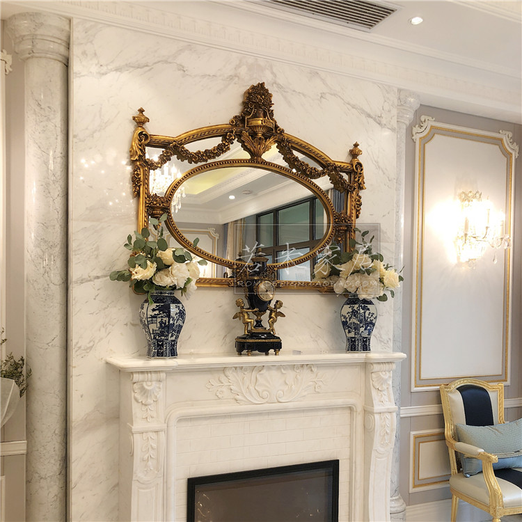 131x109 French European American luxury horizontal fireplace mirror porch mirror dining room mirror sofa decoration hanging mirror gold
