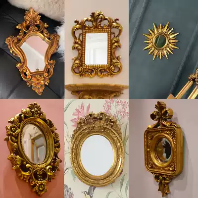 (Mini hanging mirror collection) special-shaped round shaped shaped pendant hanging wall decoration mirror method European photo wall Baroque