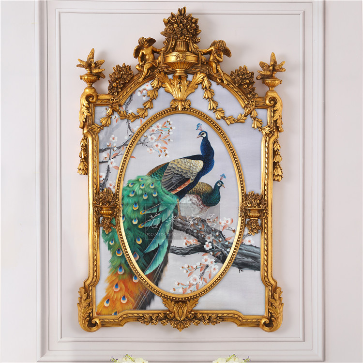 85x135 US French shaped angel frame brush blue bird beige fireplace hand painting porch Chinese wind
