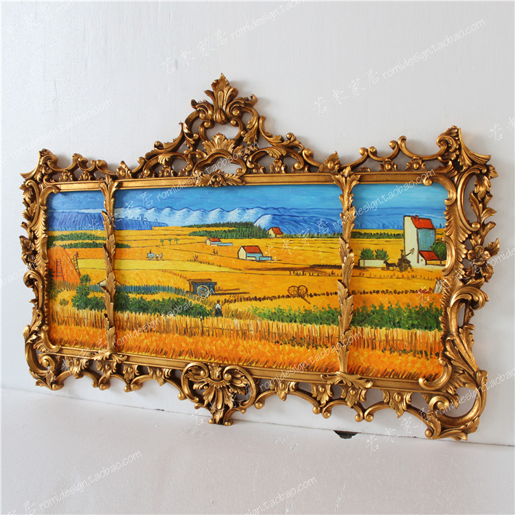 139x95 horizontal version living room sofa background wall dining room pure hand painted oil painting Van Gogh wheat field yellow tropical wind landscape painting