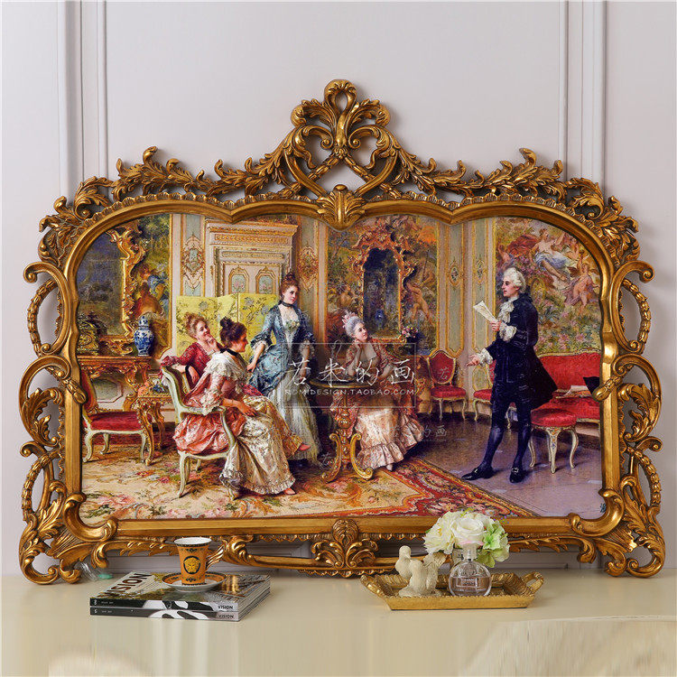 140x109 Lavish American Living-room Sofa Decoration Painting Palace Concert American Horizontal Plate Retro Character Oil Painting