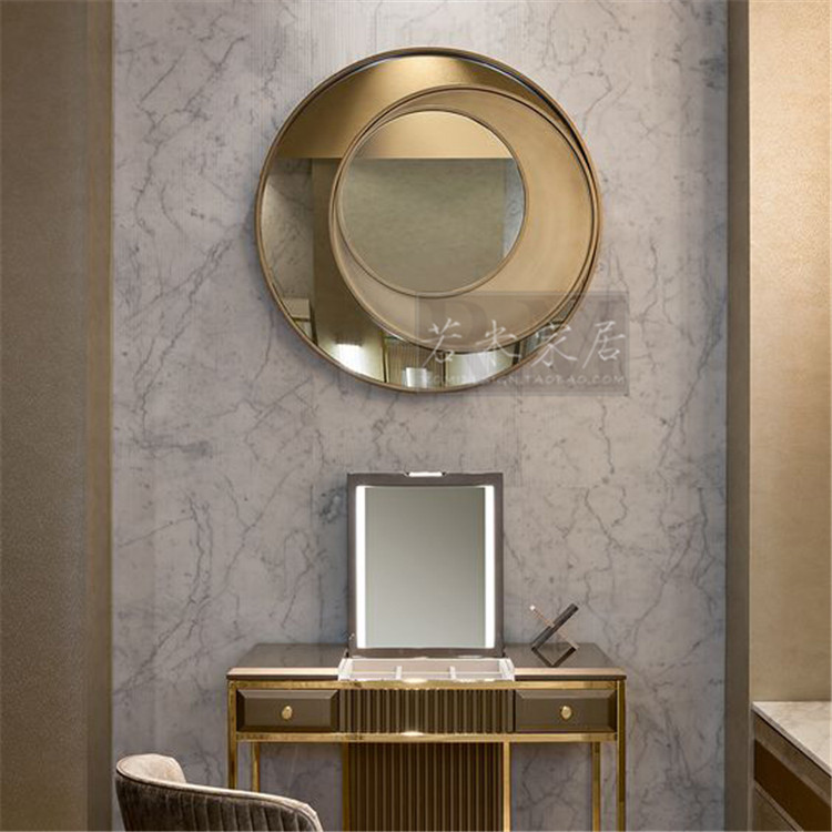 90 * 90 round gold black art neoclassical light lavish hotel wind golden living-room sofa fireplace minimalist Hyundai