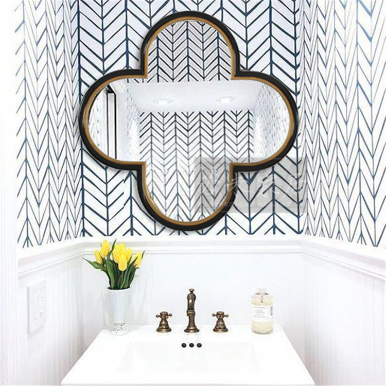 96 Black & White Golden Retro Sea Pie Old Ocean Room Petals Hanging Glasses American Minimalist Makeup Room Bathroom Mirror Decorative Mirror