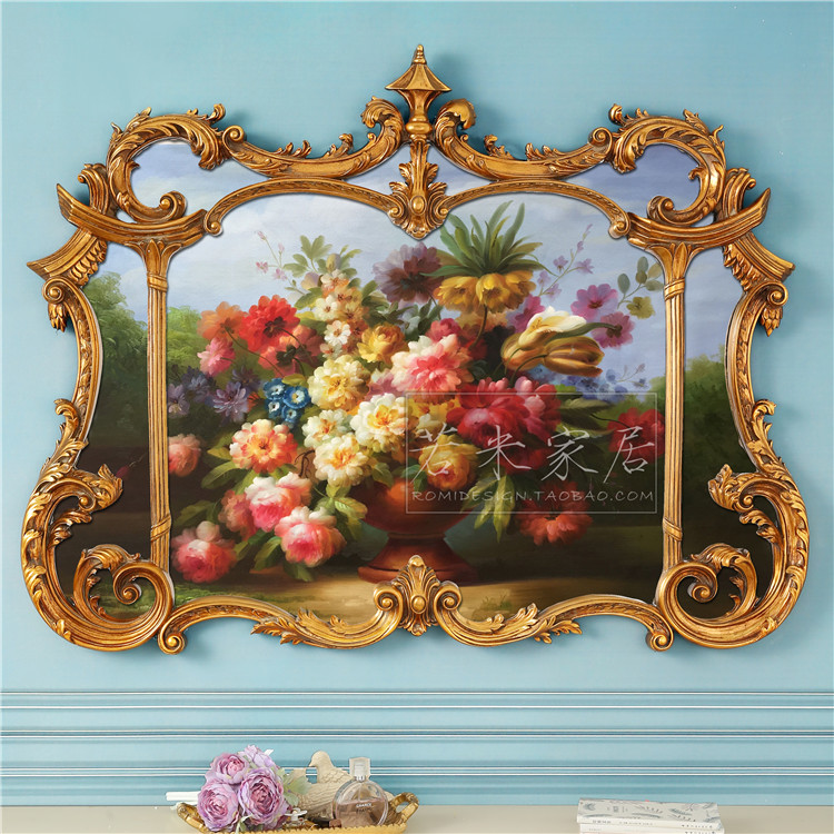 128x99 luxury French horizontal fireplace painting flower oil painting porch painting pure hand-painted decorative painting European French gold