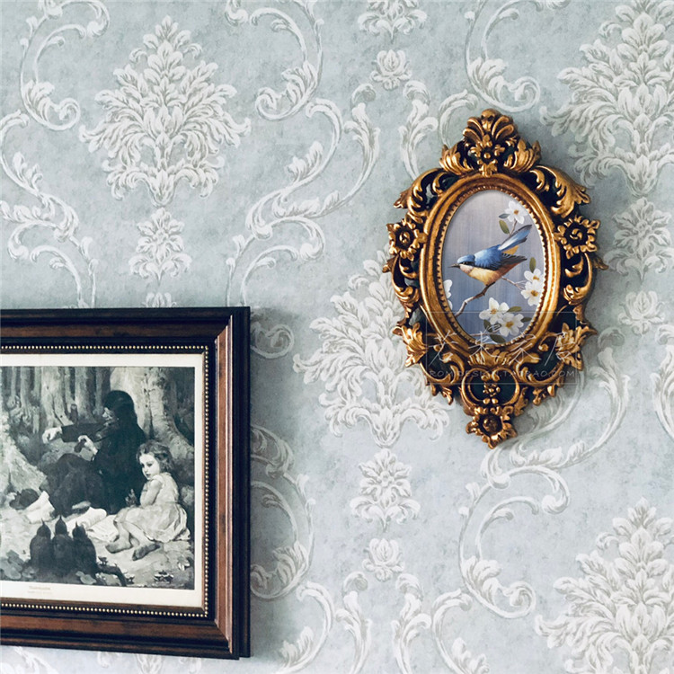 35x24 Mini super small hanging picture oval photo wall decoration pure hand painted blue small bird flower oil painting bedroom