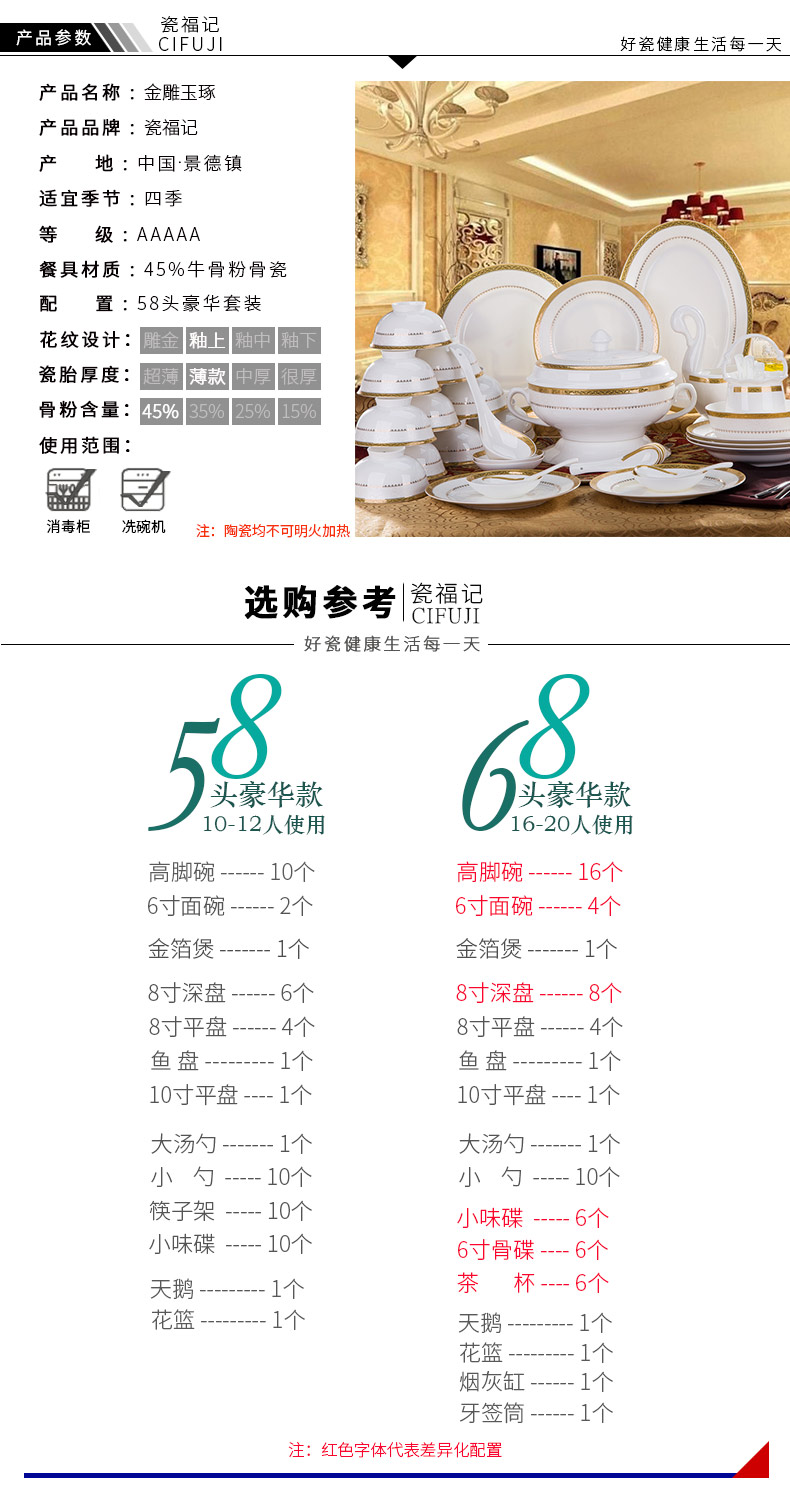 The dishes suit western - style food tableware of high - grade ipads China "bringing relief against The hot bowl of 58 skull with a suit of household porcelain tableware to use