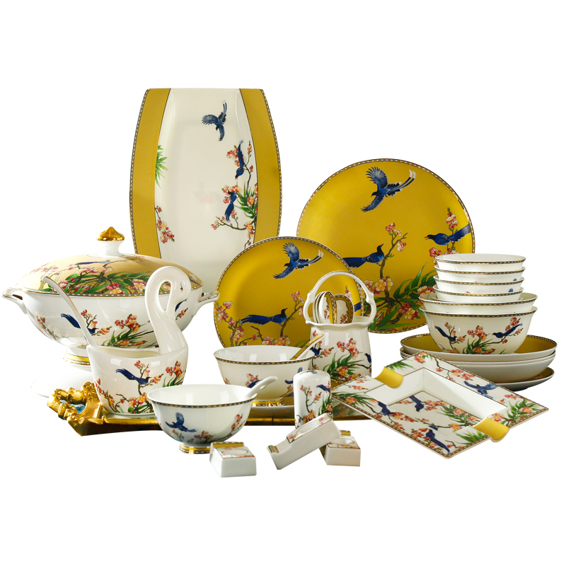 Tableware dishes suit household of Chinese style originality of jingdezhen porcelain ipads China Tableware dishes combination wind bowl chopsticks gifts