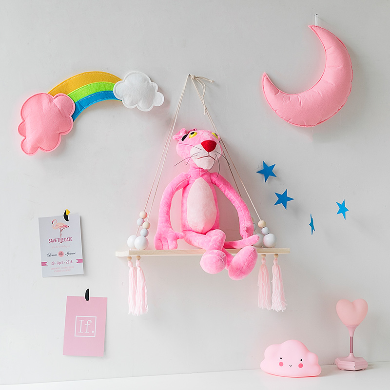 ins Nordic simple wall shelf Girl wall board wall hanging Living room room Children's room wall decoration