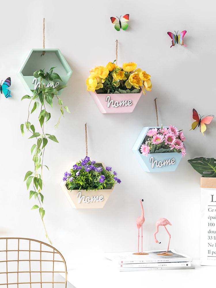 Creative wall decorations Wall hanging flower basket Wall flower pot Bedroom home Nordic style ins room wall pendant