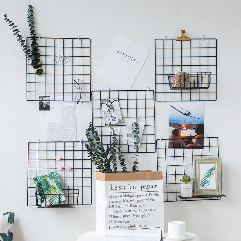 Iron Art Grid Photo Wall Decoration Mesh Red Ins Wind Dormitory Room Arrangement Photo Hanging Wall Free of perforated Shelf-Taobao