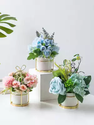 Nordic flowers and plants Indoor flowers Fake flowers Living room ornaments simulation bouquet Ceramic potted tea table table flower decoration