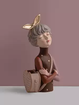 Bow girl creative ornaments light luxury style home living room TV cabinet wine cabinet desktop flower arrangement storage decorations