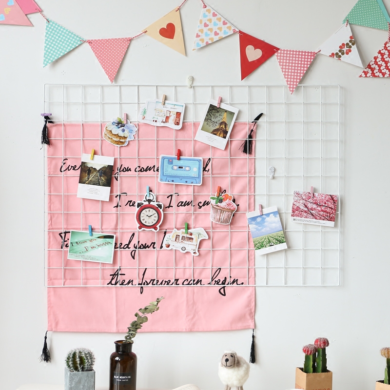 ins iron art grid photo wall creative hemp rope clip hanging without mark rack iron frame photo wall decoration