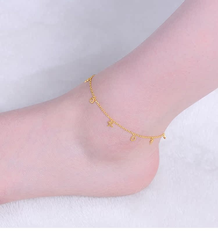 Chân chùa vàng cũ 999 vòng chân biểu tượng 1053400022 giá công trình 250 nhân dân tệ - Vòng chân lắc chân vàng pnj