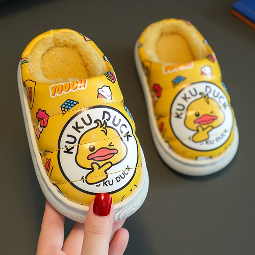B.Duck, полиуретановые водонепроницаемые детские демисезонные тапочки для мальчиков, нескользящие плюшевые удерживающие тепло туфли
