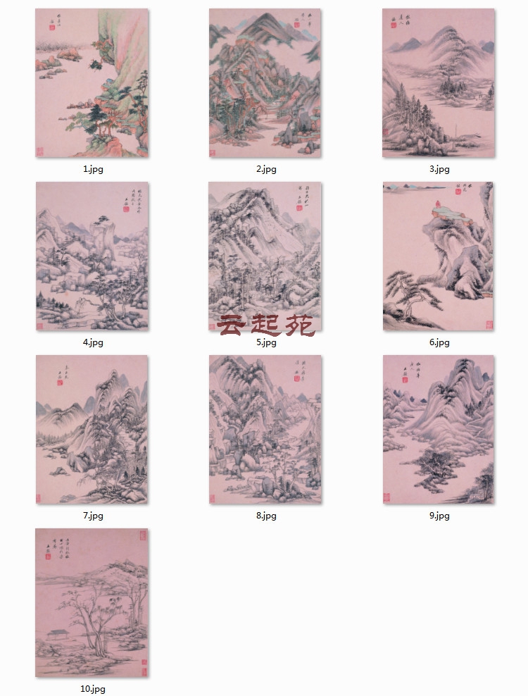 Qing Wang imitates the ancient mountain watermap C 10 Kaiku HD electronic picture 292 M decorative promotional material
