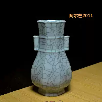 Longquan celadon old factory type eight-sided double-eared vase home ornaments left old inventory clearance processing low price