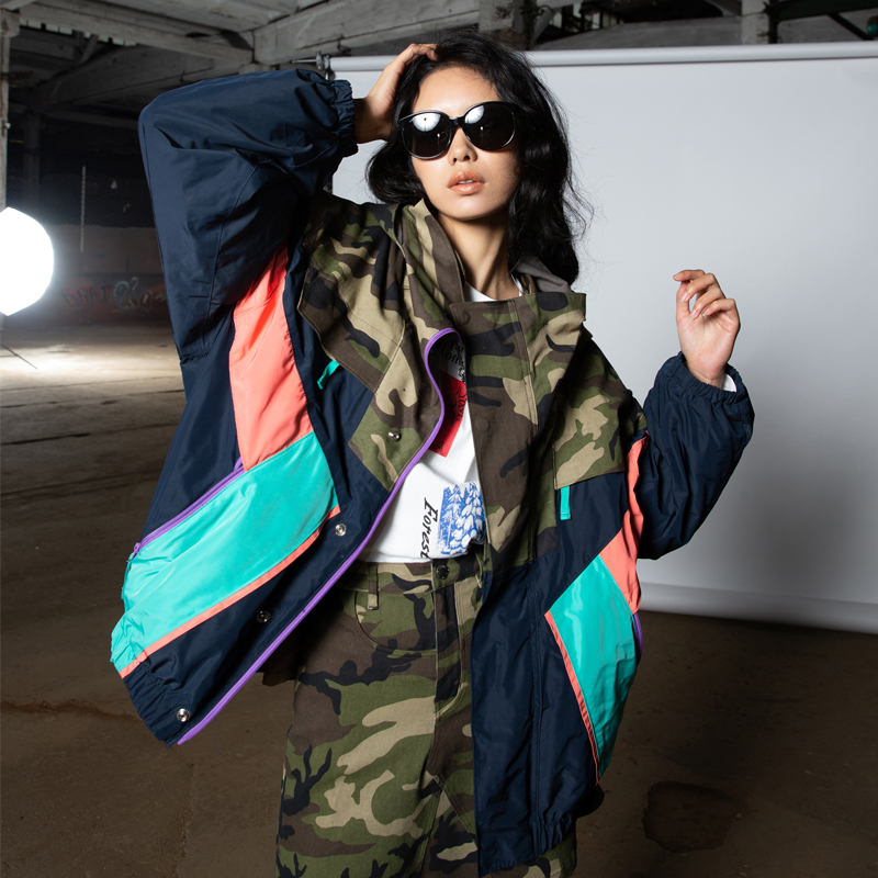 TS turn to French small jacket 2020 short camouflage stitching contrast color baseball suit women's early spring new jacket tide