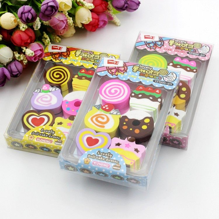 Creative Cute Korean Style Student Stationery Dessert Cake Three-dimensional Styling Cartoon Children Erasers 6 Clothes