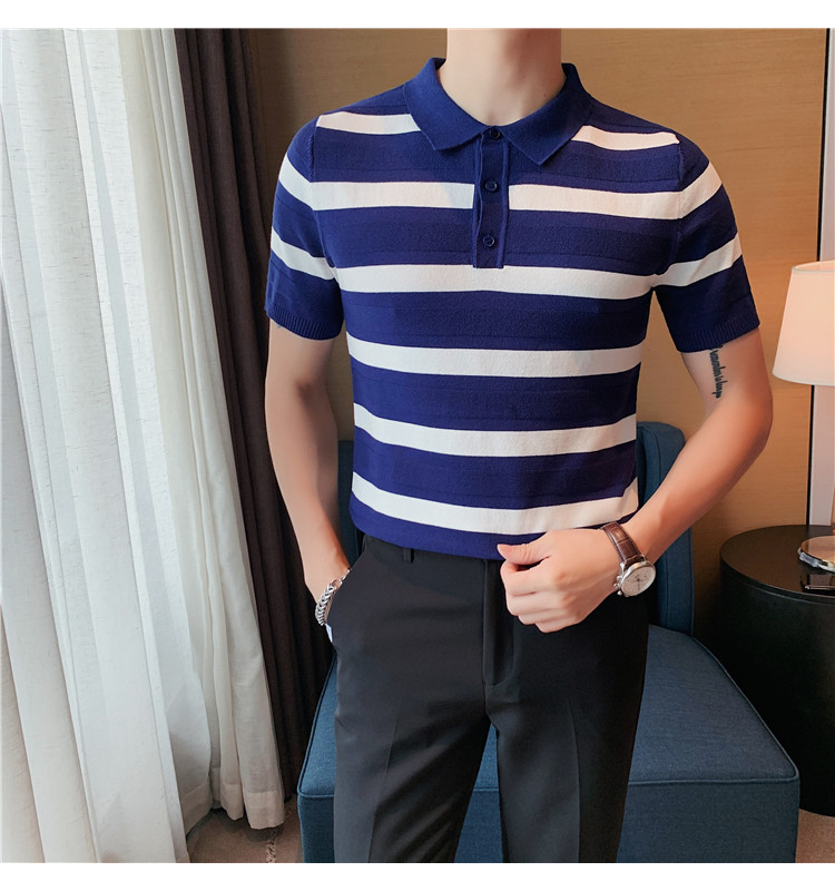 Mens Designer Polo Shirts With Short Sleeve Casual Tops Fashions Top Grade New Summer Brand Striped knitting 34 O1CN01f3Hsse1pVDeVKBc6q !!702805365