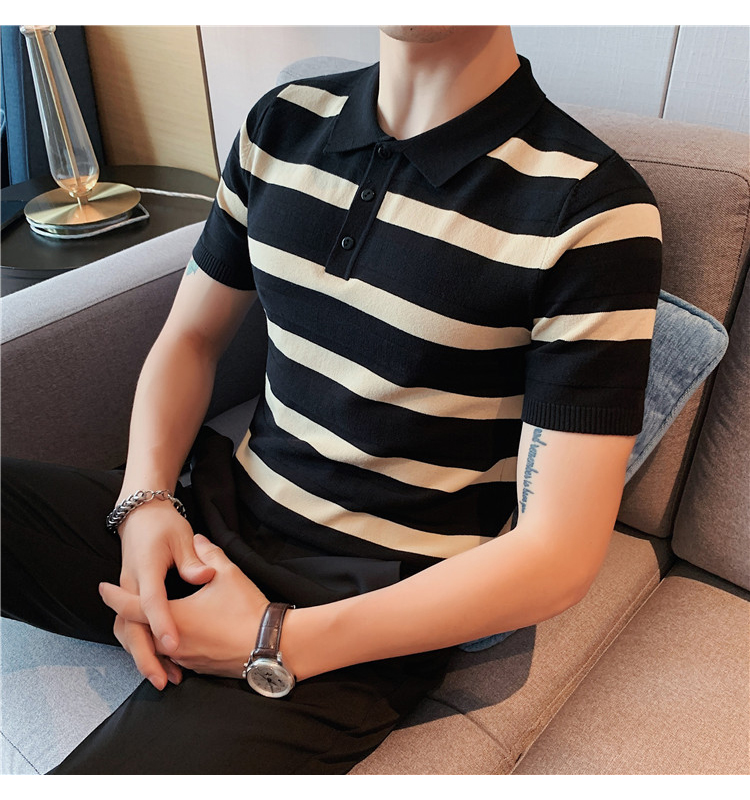 Mens Designer Polo Shirts With Short Sleeve Casual Tops Fashions Top Grade New Summer Brand Striped knitting 4 O1CN01q7mH0a1pVDeLfd3QN !!702805365