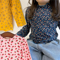 floret forest spring and autumn girls children long sleeve base shirt Korean version of floral Foreign color cotton soft top