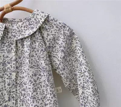 Size 66-90 ~Spring and Autumn infant floral lapel shirt Female baby wild doll shirt top Western long-sleeved