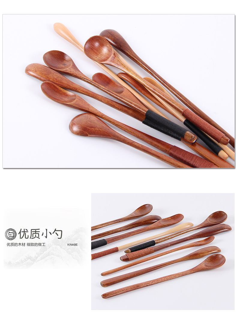Nhật Bản phong cách thìa cà phê bằng gỗ dài tay Nanmu muỗng cà phê khuấy thanh cà phê khuấy thìa rắn gỗ muỗng gia vị muỗng - Cà phê dụng cụ pha cafe