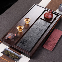Whole ebony ebony goldstone tea tray Solid wood household tea table tray Small light luxury modern tea sea drainage type