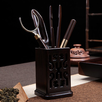 Ebony tea ceremony Kung Fu tea set accessories Solid wood rosewood square hollow five-piece set with coaster