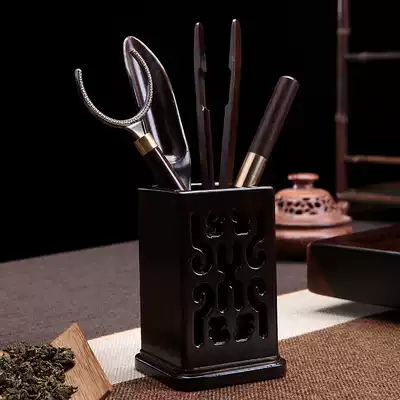 Ebony tea Ceremony Kung Fu tea set Accessories Solid wood Rosewood square hollow five-piece set with coaster