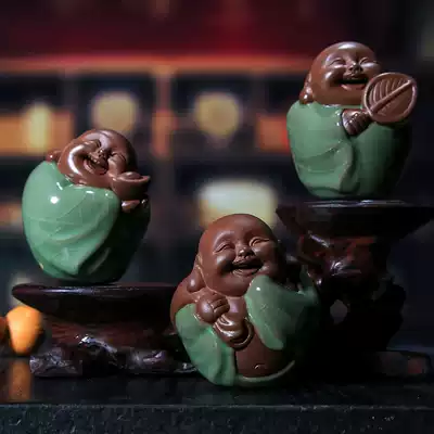 Tea pet Golden toad little monk Brother kiln Tea pet Purple sand tea pet tea set accessories Handmade ornaments