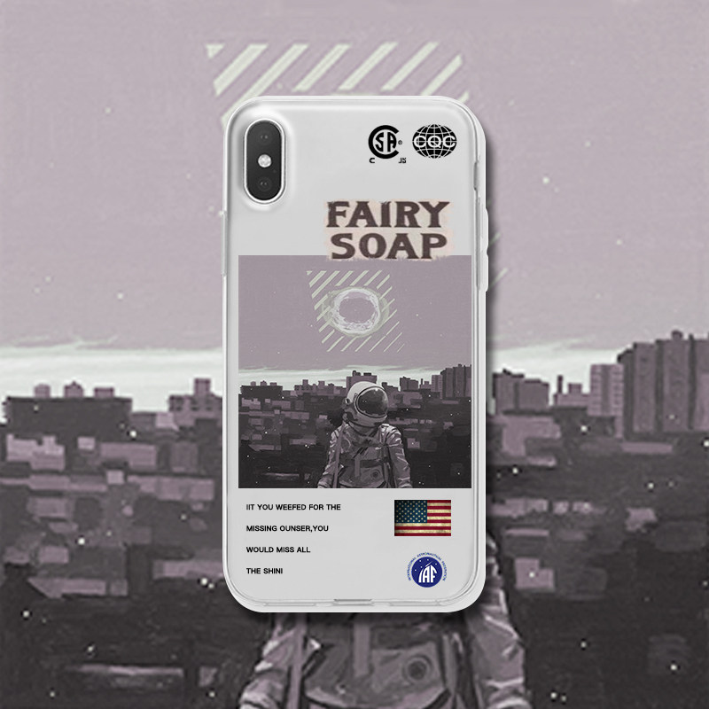 Original Apple xsmax transparent 8x mobile phone case NASA astronaut ins cartoon iphone11 art student oppo matte anti-fall Huawei mate30pro all-inclusive