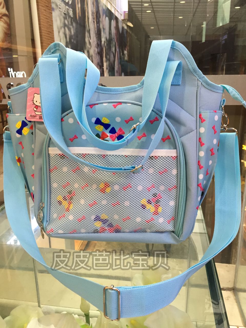 Nhỏ tươi bow print vai xách tay Messenger đa chức năng Xác Ướp túi bà mẹ và trẻ em ra khỏi túi mẹ vừa túi túi mẹ và bé siêu rẻ