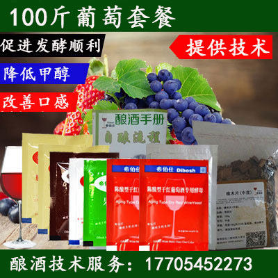 Special yeast package for 100 catty wine with brewed wine yeast pectin enzyme Sulphur Flake Clarifier, etc.