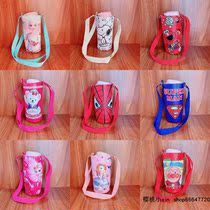 New cartoon bread Superman Stitch childrens water Cup bag PU water cup shoulder Cross bag Primary School students Water bottle bag