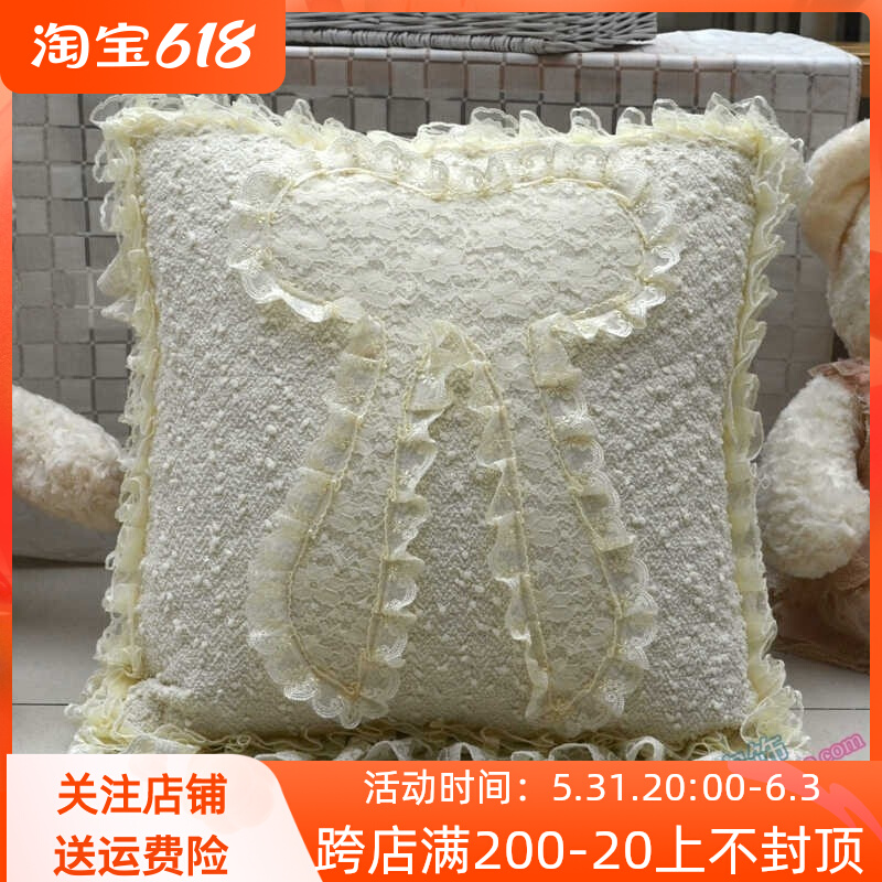 Rice white upscale lace holding pillow back cushions leather lace sofa leaning on the pillow cover lace side can be set