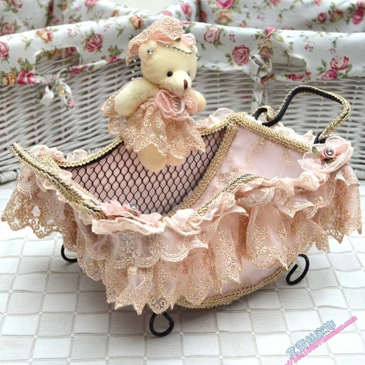 Embroidery Lace Cloth Art Iron Art Cloth Art Water Fructose Fruit Basket Bamboo Chflower Basket Containing basket Cosmetic Containing Basket
