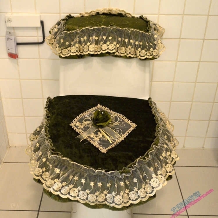Upscale suede toilet Three sets of toilet warm cushion toilet rings lace toilet cushion toilet cover