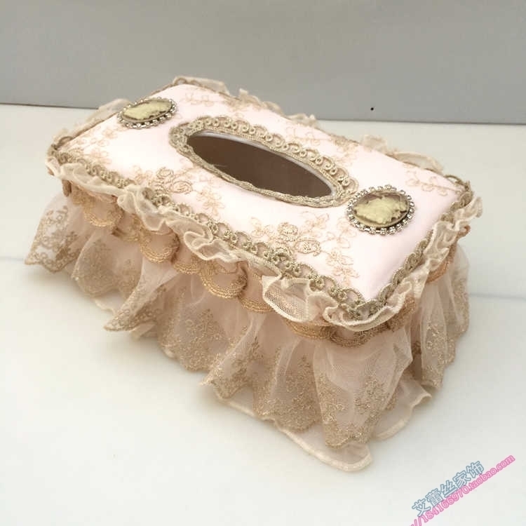 High-end Lace Tissue Box Fields Garden Creative Cloth Art Car Cute Fashion Crammy Paper Box Paper Towel Containing Box