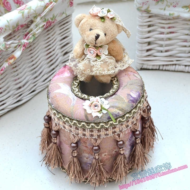 Removable tissue toilet paper box cute removable tissue bear toilet paper box lace tissue box cylinder toilet paper box