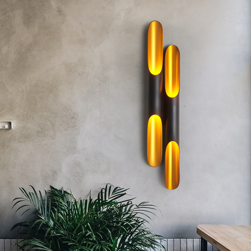 Post-modern Nordic Creative Personality Wall Lamp Living Room Dining Room Bedroom Model House Villa Inclined Aluminum Tube LED Wall Lamp